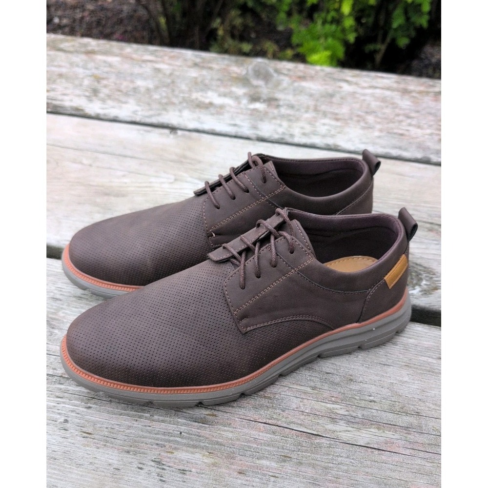 Aston Marc Mens Brown Perforated Oxford Casual Comfort Shoes Sz 10